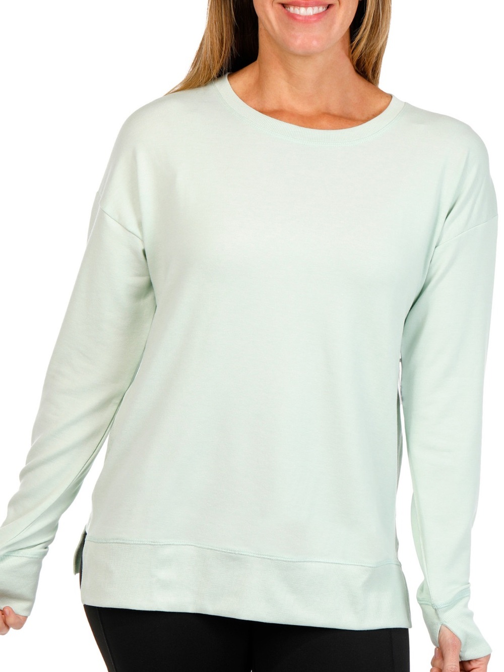 NWT Jockey Light Mint Long-Sleeve Crewneck Top - Women Size XS
